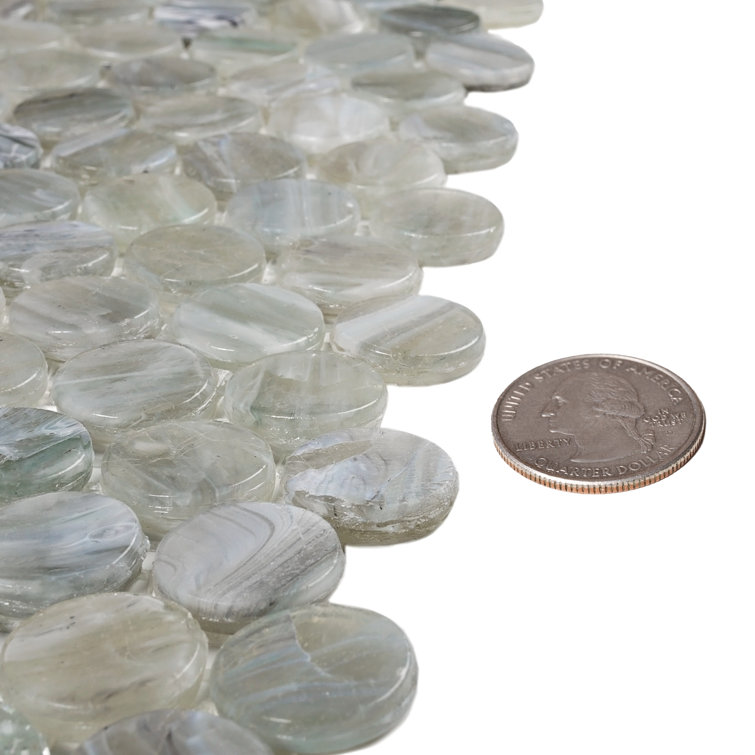 12" x 12" Mixed Gray Glass Penny Round Mosaic Tile