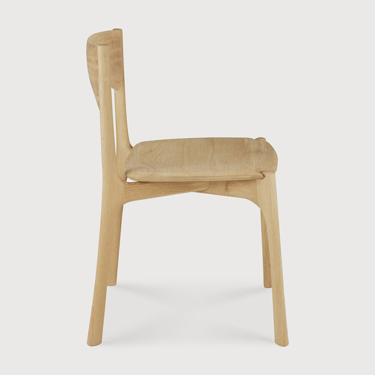Solid Oak Armless Dining Side Chair in Light Brown