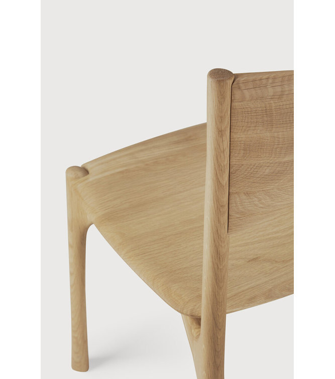 Solid Oak Armless Dining Side Chair in Light Brown