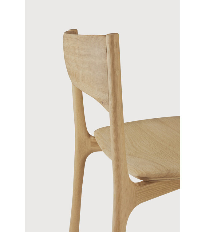 Solid Oak Armless Dining Side Chair in Light Brown
