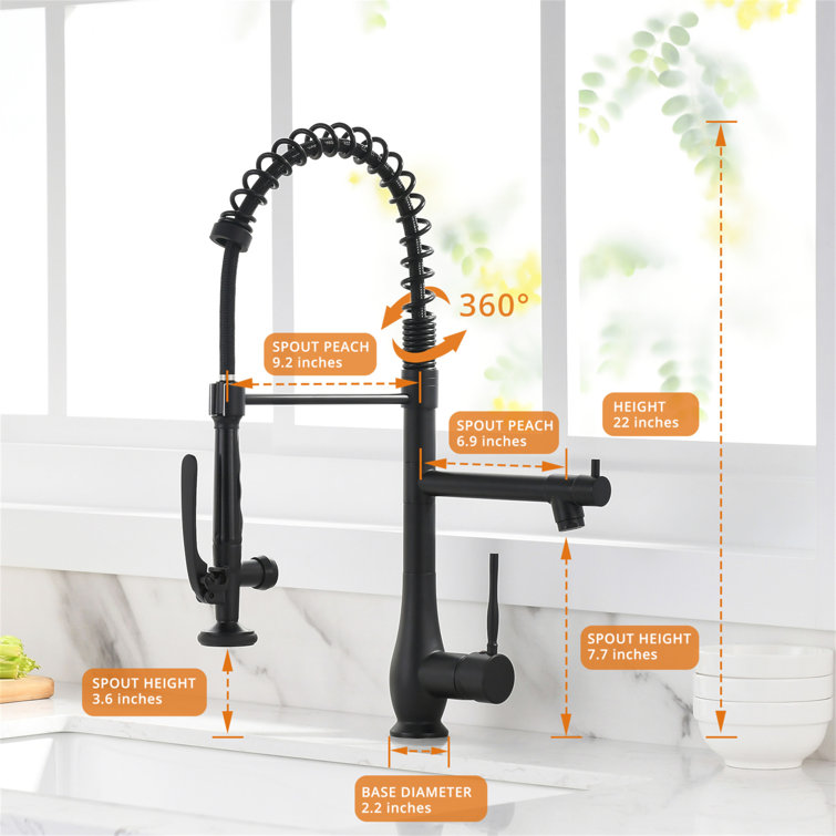 Black Stainless Steel Commercial Single Handle Kitchen Faucet with Pull-Down Sprayer