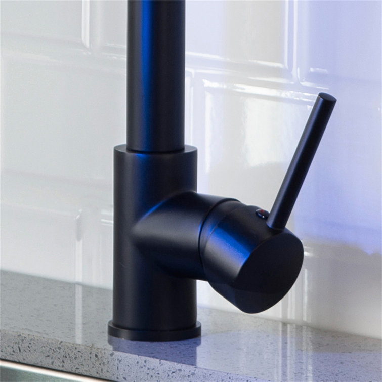 Matte Black High-Arc Kitchen Faucet with Pull-Down Spray