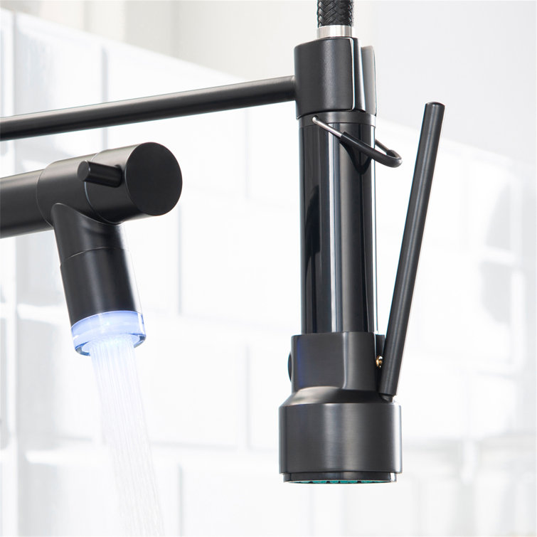 Matte Black High-Arc Kitchen Faucet with Pull-Down Spray