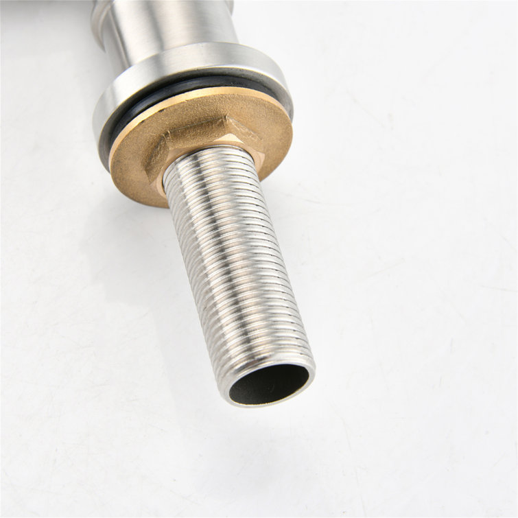 Brushed Nickel Double Handle Bridge Kitchen Faucet with Side Spray