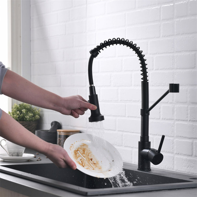 Black and Brushed Nickel Stainless Steel Pull Down Kitchen Faucet