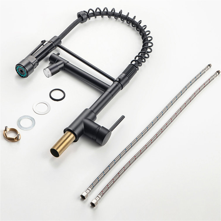 Matte Black High-Arc Kitchen Faucet with Pull-Down Spray
