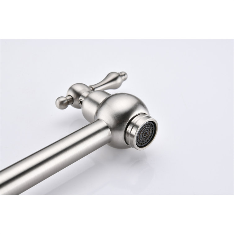 Brushed Nickel Dual-Arm Wall Mount Pot Filler Faucet