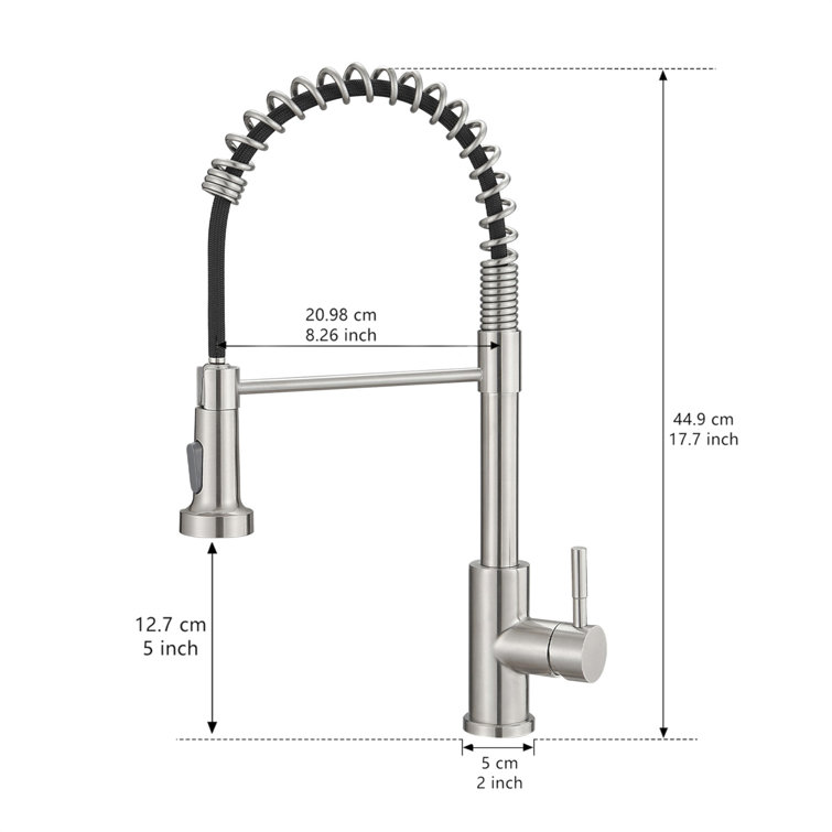 Stainless Steel Pull-Out Spray Kitchen Faucet with Spring Design
