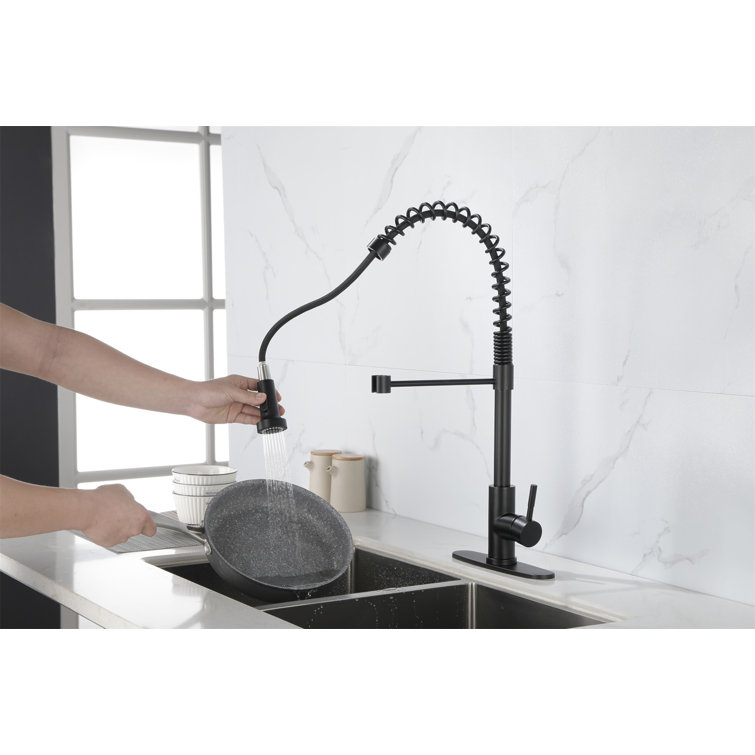 Matte Black Stainless Steel Pull-Down Kitchen Faucet