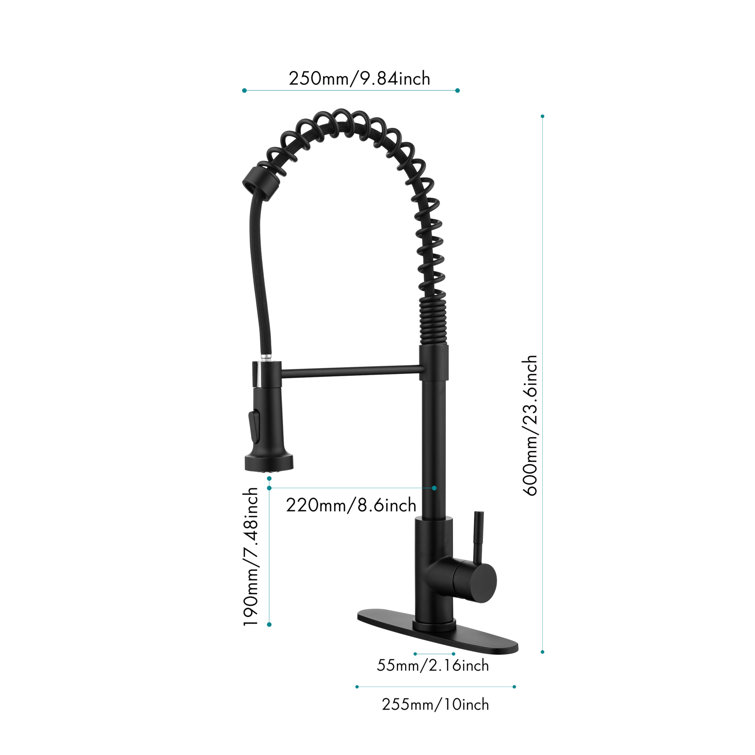 Matte Black Stainless Steel Pull-Down Kitchen Faucet