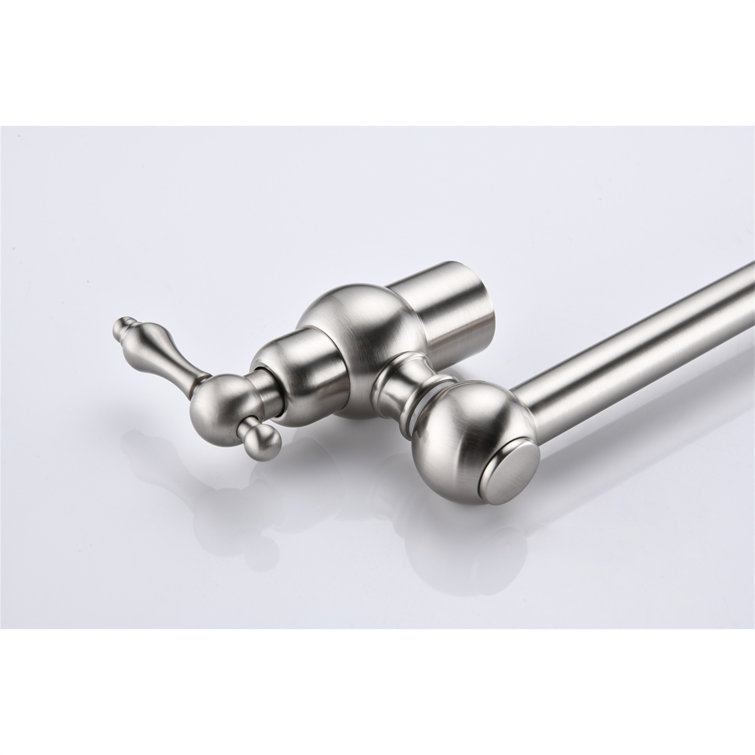 Brushed Nickel Dual-Arm Wall Mount Pot Filler Faucet