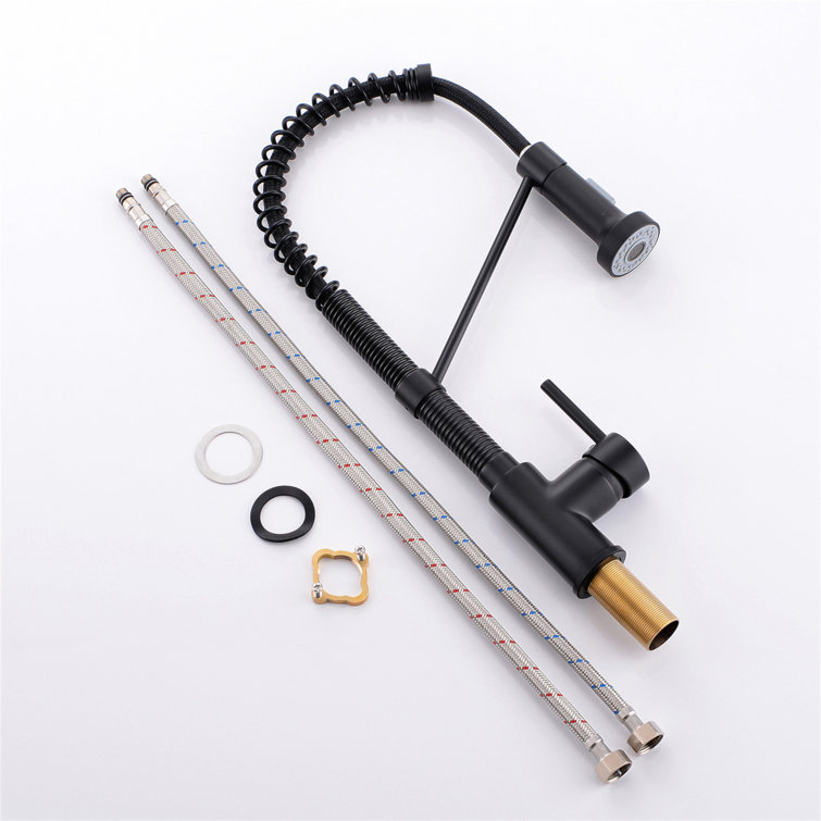 Black and Brushed Nickel Stainless Steel Pull Down Kitchen Faucet