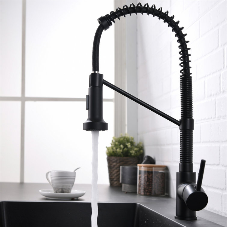 Black and Brushed Nickel Stainless Steel Pull Down Kitchen Faucet