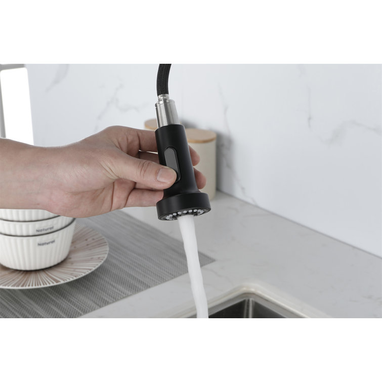 Matte Black Stainless Steel Pull-Down Kitchen Faucet