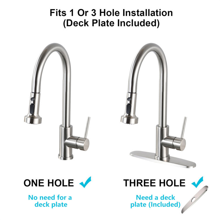 Brushed Nickel High-Arc Pull Down Kitchen Faucet with Soap Dispenser