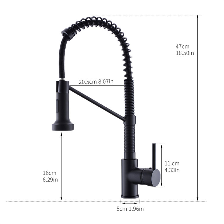Black and Brushed Nickel Stainless Steel Pull Down Kitchen Faucet