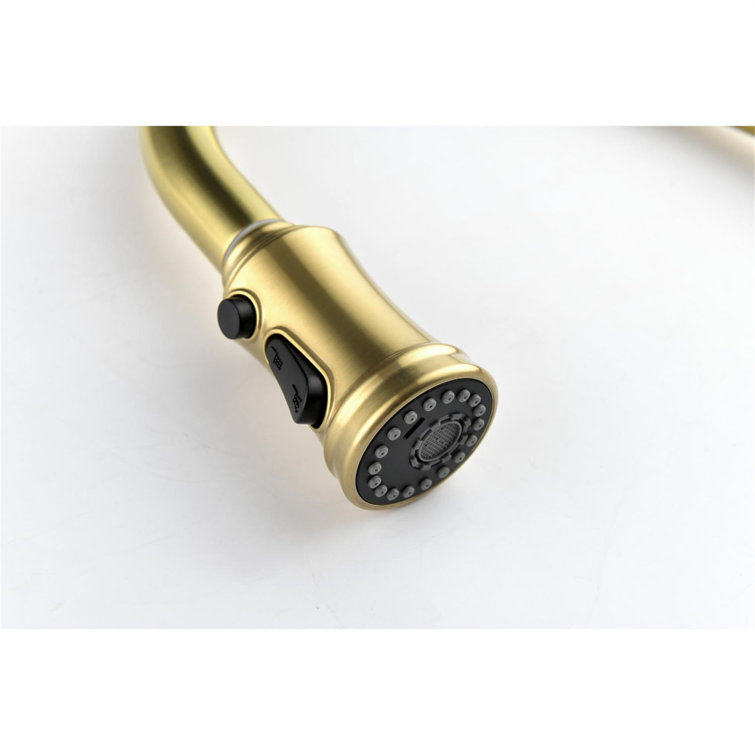 Brushed Gold Stainless Steel Pull-Out Spray Kitchen Faucet