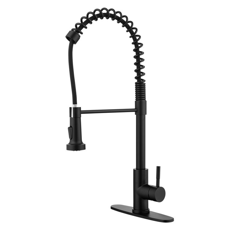 Matte Black Stainless Steel Pull-Down Kitchen Faucet