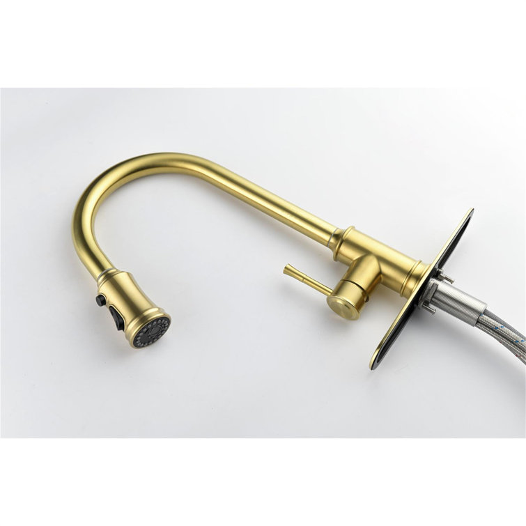 Brushed Gold Stainless Steel Pull-Out Spray Kitchen Faucet