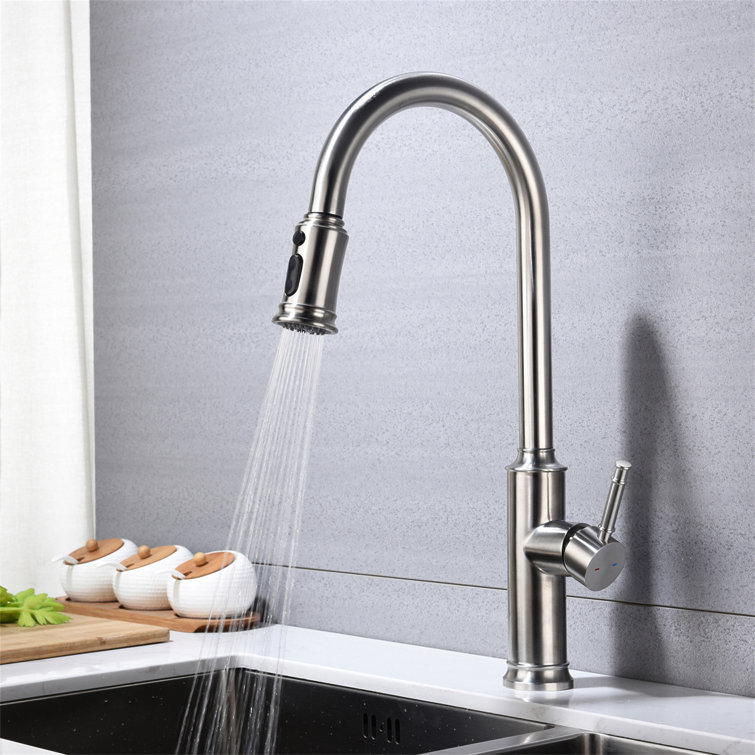 Brushed Nickel Stainless Steel Pull-Out Spray Kitchen Faucet