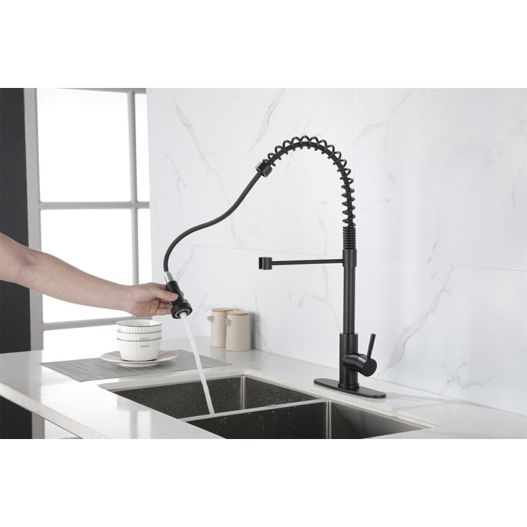 Matte Black Stainless Steel Pull-Down Kitchen Faucet