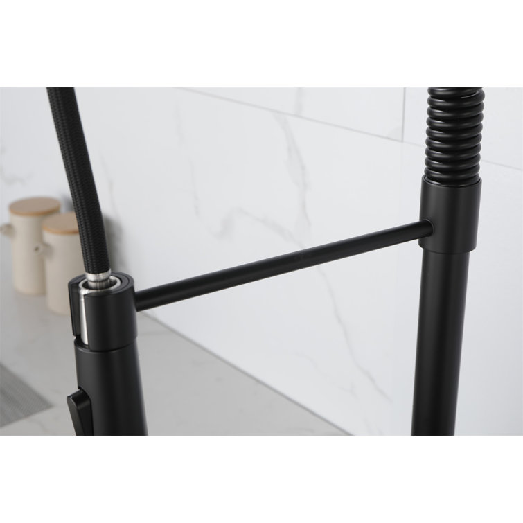 Matte Black Stainless Steel Pull-Down Kitchen Faucet