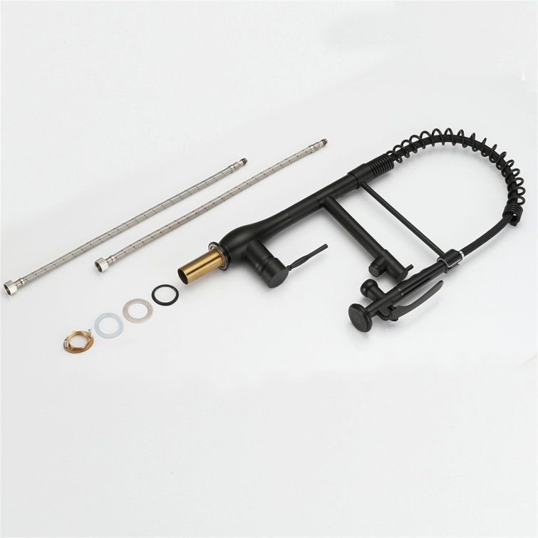 Black Stainless Steel Commercial Single Handle Kitchen Faucet with Pull-Down Sprayer