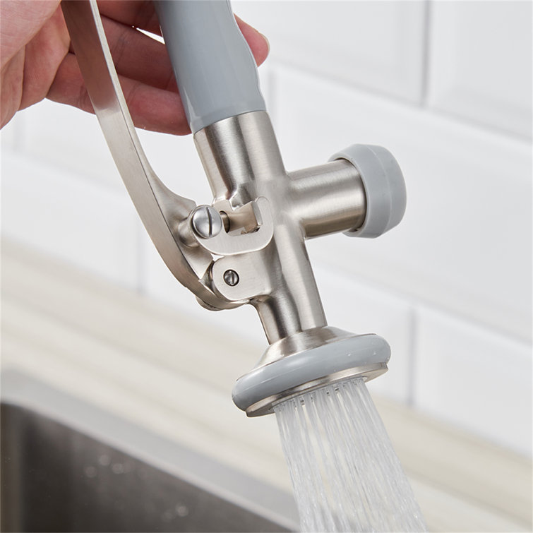 Brushed Nickel Commercial Pull-Down Kitchen Faucet with Sprayer
