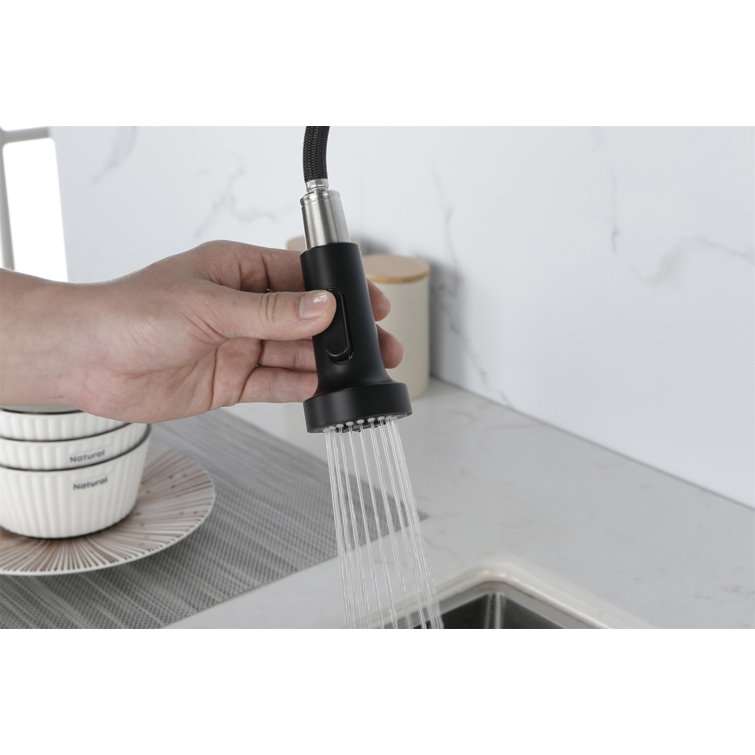 Matte Black Stainless Steel Pull-Down Kitchen Faucet