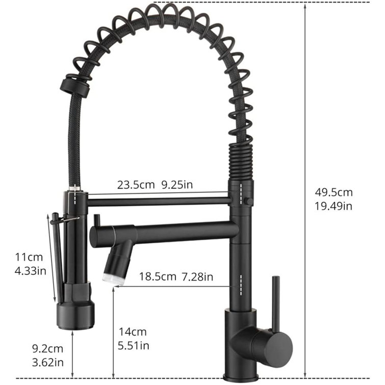 Matte Black High-Arc Kitchen Faucet with Pull-Down Spray