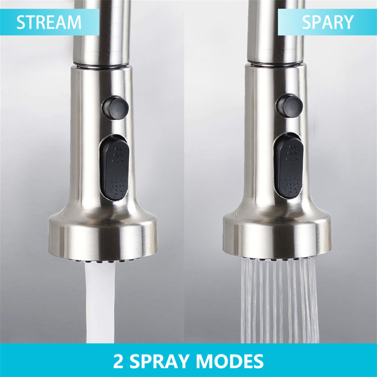 Brushed Nickel High-Arc Pull Down Kitchen Faucet with Soap Dispenser