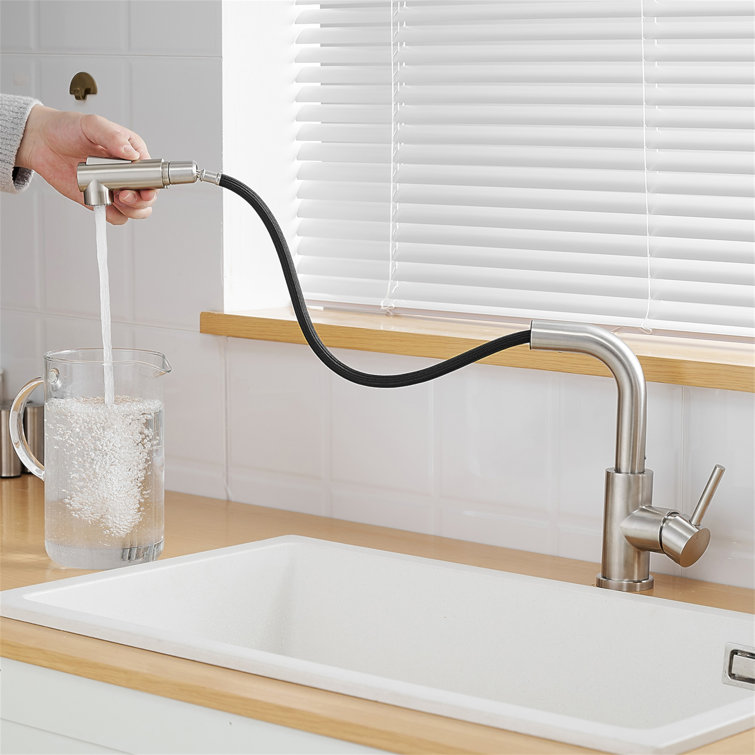 Brushed Nickel Single Handle Pull Down Kitchen Faucet with Ceramic Disc Valve