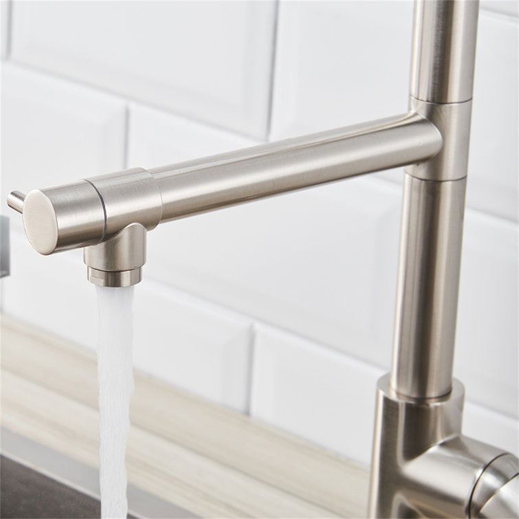 Brushed Nickel Commercial Pull-Down Kitchen Faucet with Sprayer