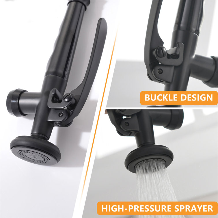 Black Stainless Steel Commercial Single Handle Kitchen Faucet with Pull-Down Sprayer