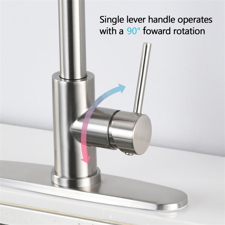 Brushed Nickel High-Arc Pull Down Kitchen Faucet with Soap Dispenser