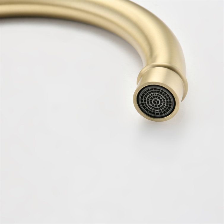 Brushed Gold Stainless Steel Double Handle Bridge Kitchen Faucet
