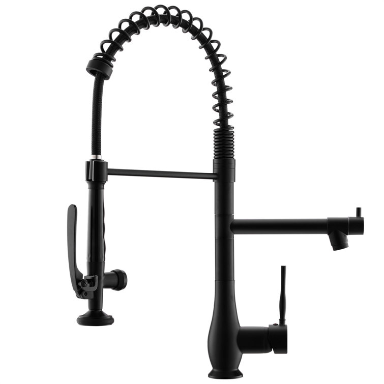 Black Stainless Steel Commercial Single Handle Kitchen Faucet with Pull-Down Sprayer