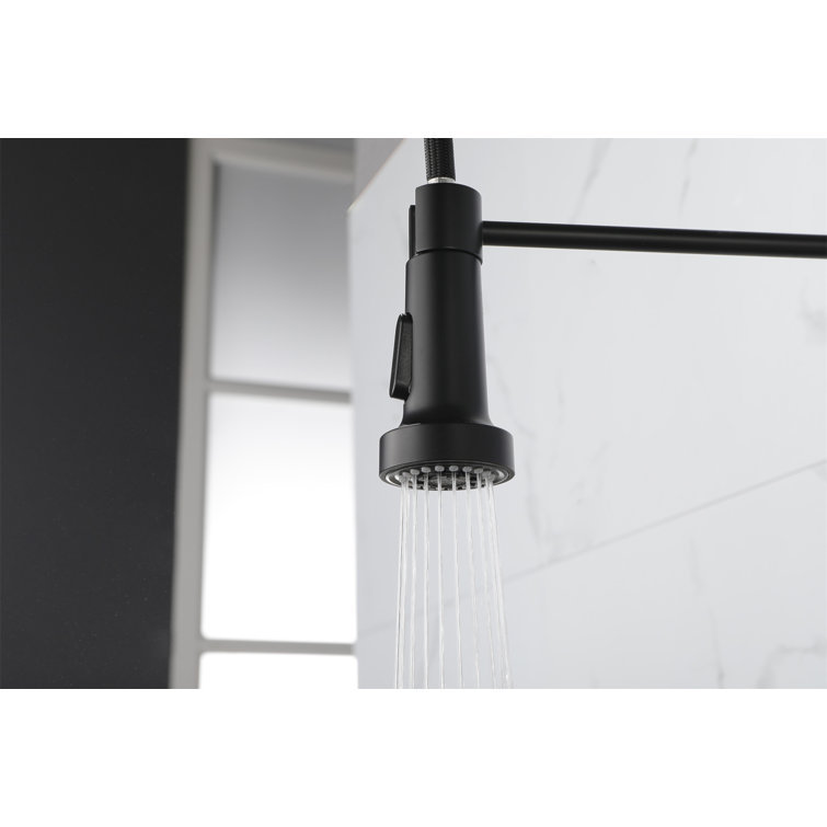 Matte Black Stainless Steel Pull-Down Kitchen Faucet
