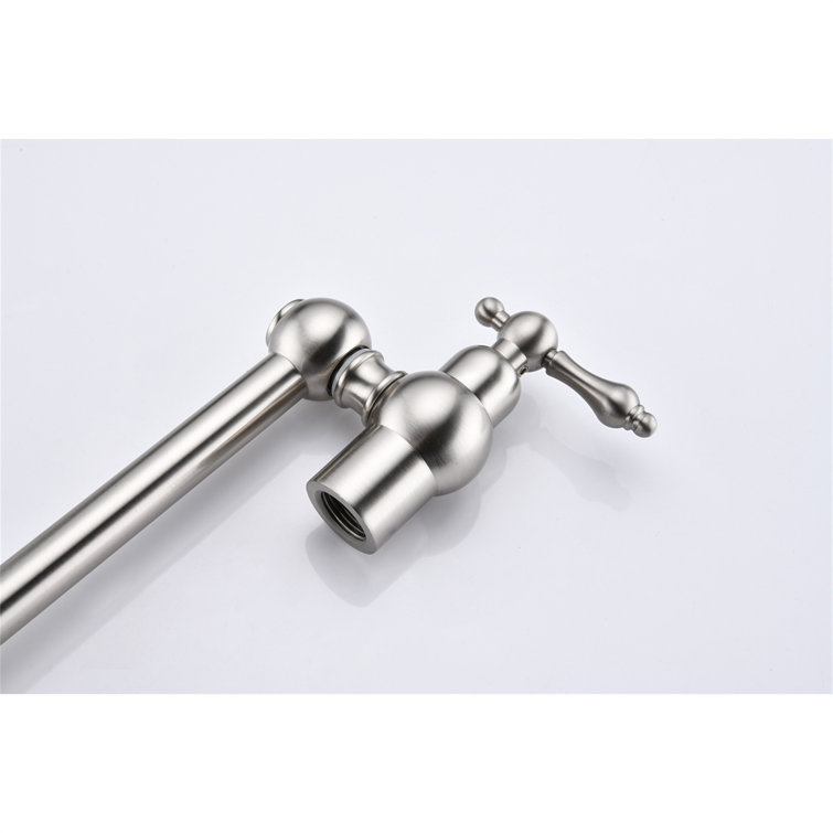 Brushed Nickel Dual-Arm Wall Mount Pot Filler Faucet