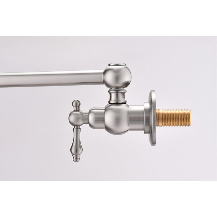Brushed Nickel Dual-Arm Wall Mount Pot Filler Faucet
