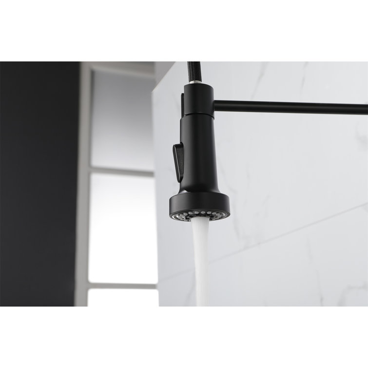 Matte Black Stainless Steel Pull-Down Kitchen Faucet