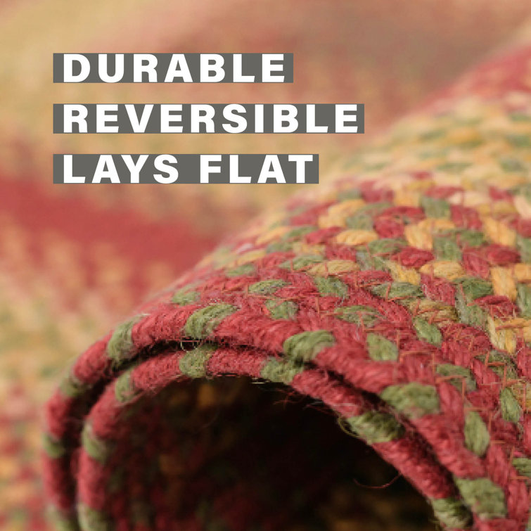 Cider Barn Red and Green Braided Jute Rug