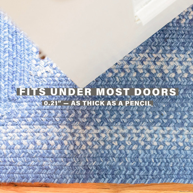 Handmade Denim and White Jute 6' x 9' Oval Braided Rug