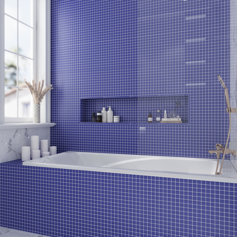 12" x 12" Matte Cobalt Blue Glass Mosaic Tile