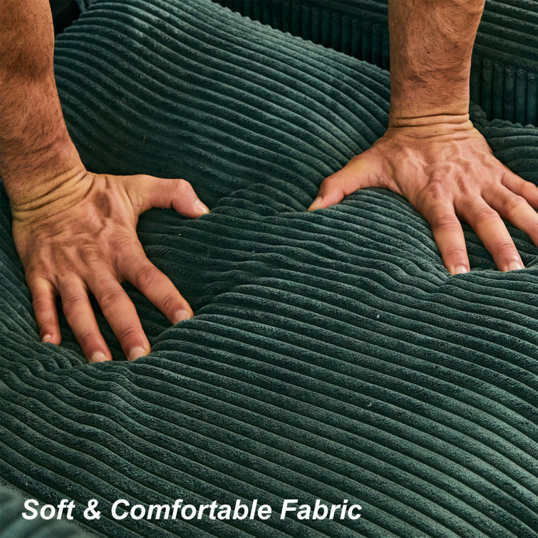 Green Corduroy Modular U-Shaped Sectional Sofa with Storage