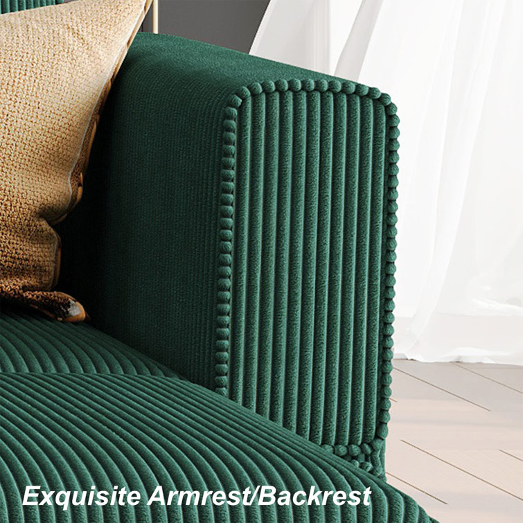 Green Corduroy Modular U-Shaped Sectional Sofa with Storage