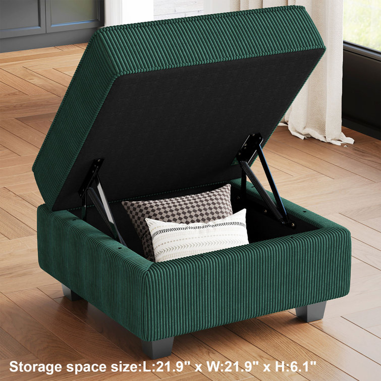 Green Corduroy Modular U-Shaped Sectional Sofa with Storage