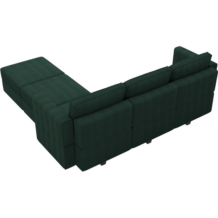 Green Corduroy Modular U-Shaped Sectional Sofa with Storage