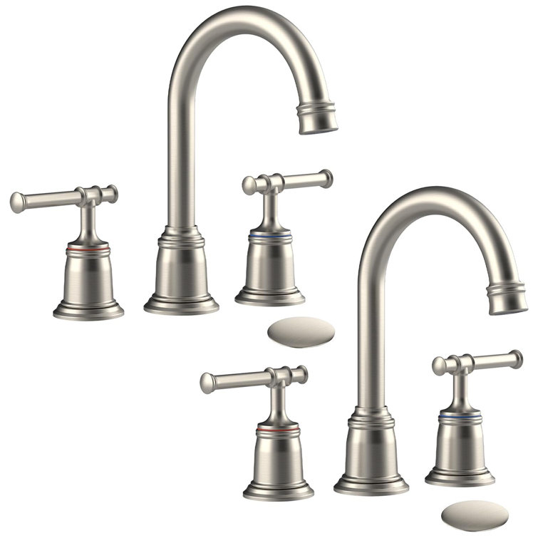 Classical Brushed Nickel 8 Inch Widespread Bathroom Faucet Set