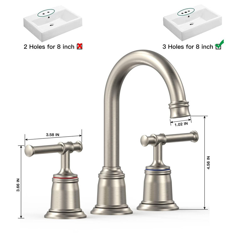 Classical Brushed Nickel 8 Inch Widespread Bathroom Faucet Set
